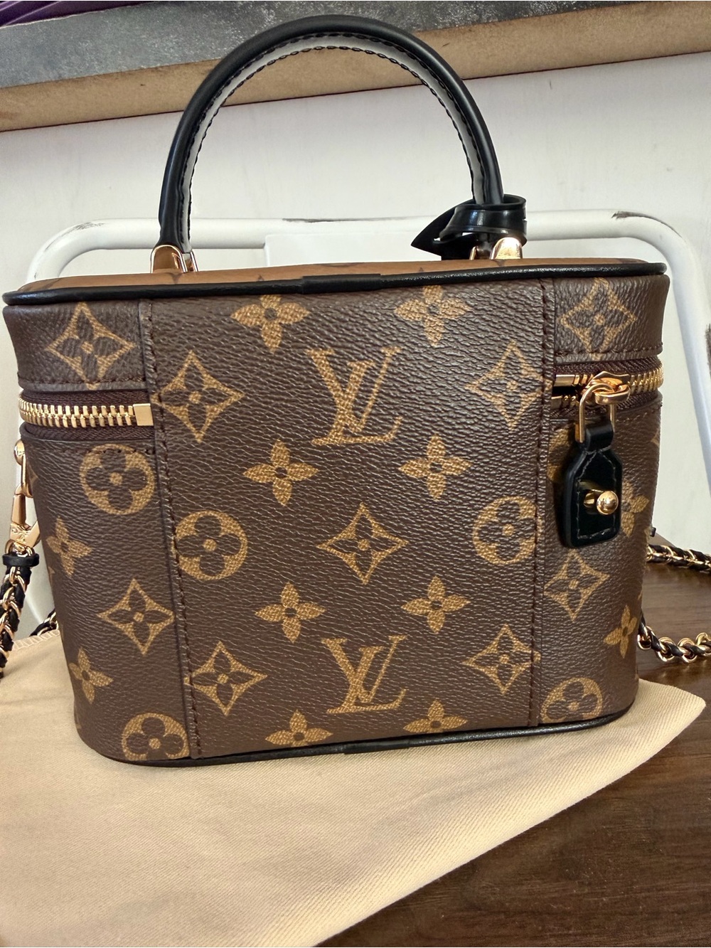 Louis Vuitton Brown Monogram pm Vanity Crossbody Bag with Gold Hardware - Picture 4 of 8